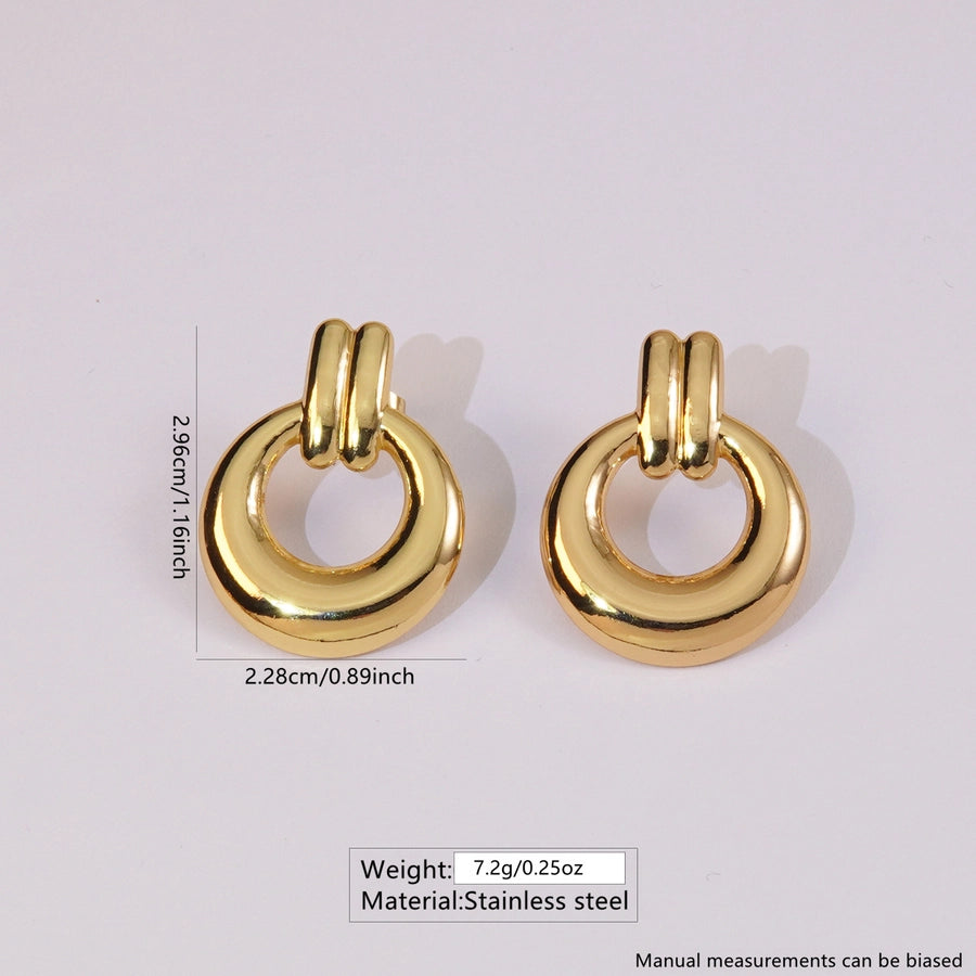 1 Pair Elegant Streetwear Circle 304 Stainless Steel Imitation Gold  Ear Studs