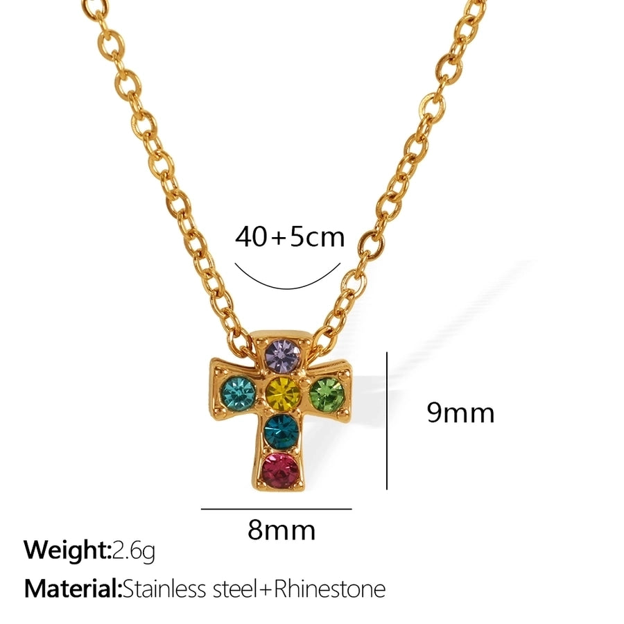 Jewelry Elegant French Style Pentagram Four Leaf Clover Heart Shape 304 Stainless Steel Zircon 18K Gold Plated Inlay Stainless Steel Necklaces