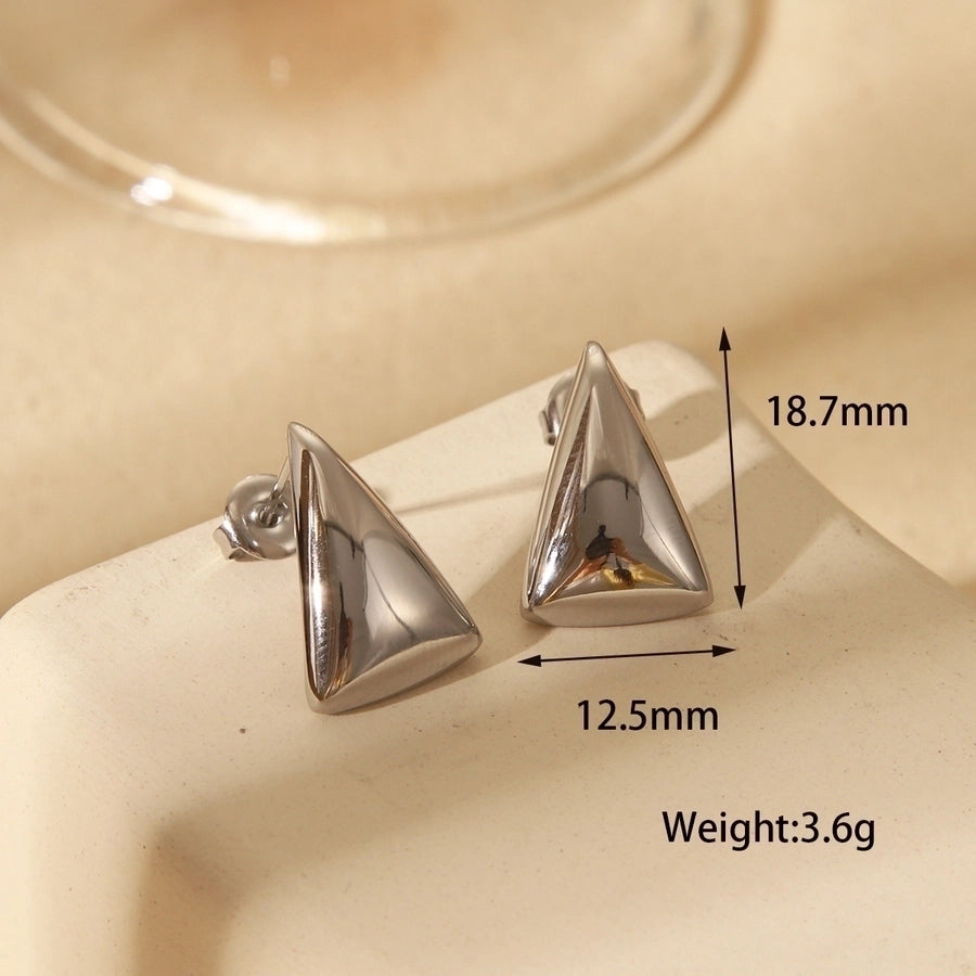 1 Pair IG Style Simple Style Commute Triangle Solid Color 304 Stainless Steel 14K Gold Plated Ear Studs