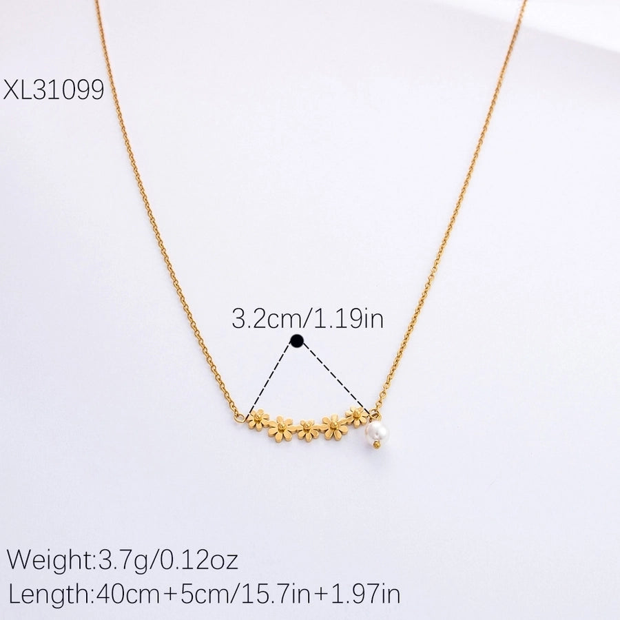 Jewelry Retro Simple Style Flower 304 Stainless Steel Plating Earrings Necklace