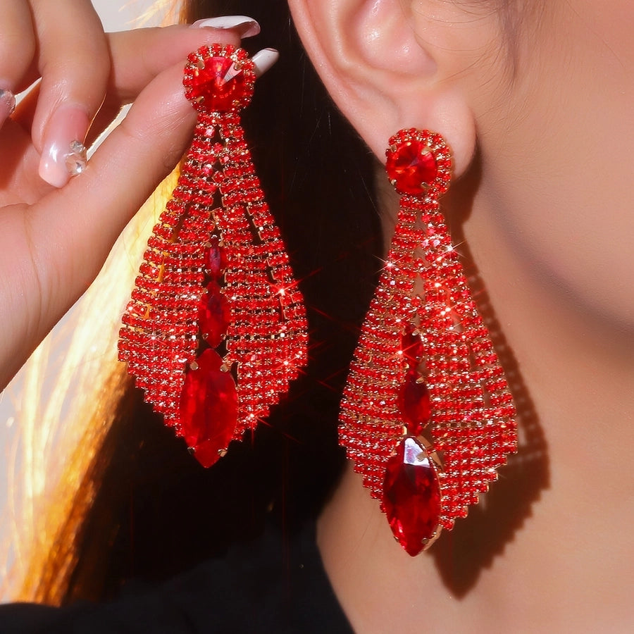 1 Pair Rock Simple Style Shiny Tassel Inlay 316 Stainless Steel  Artificial Rhinestones Drop Earrings