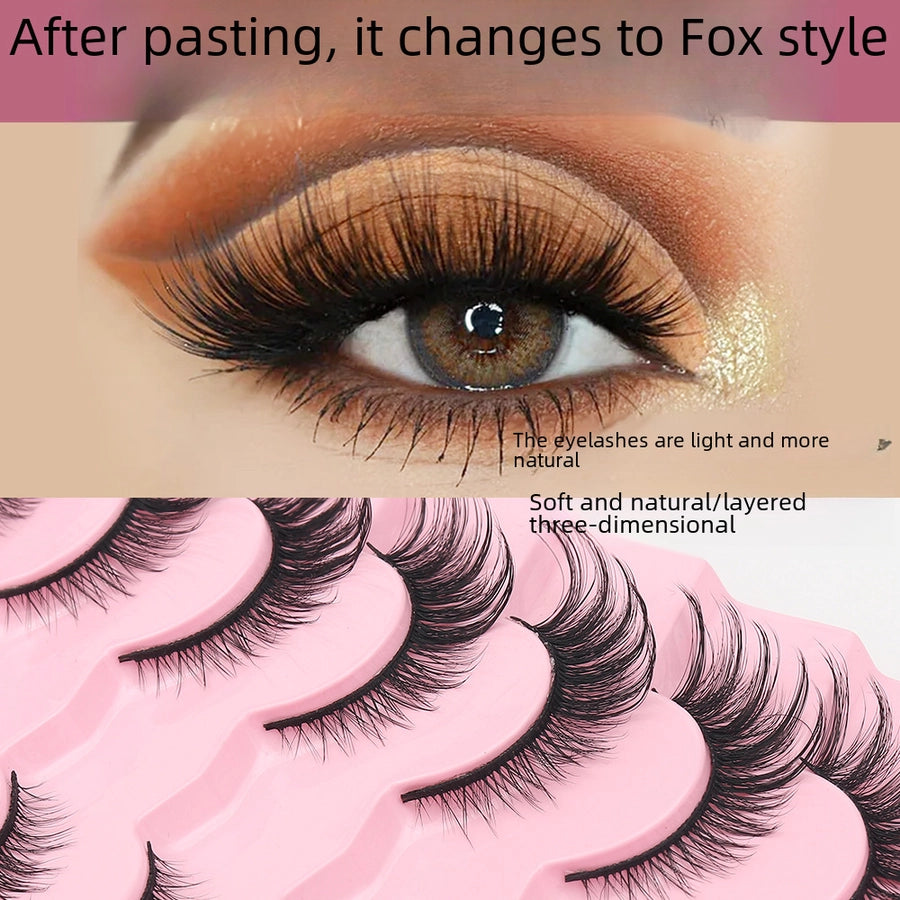 Fox System Slanting False Eyelashes Soft Comfortable Natural Dense European Style One-piece Black Stem False Eyelashes