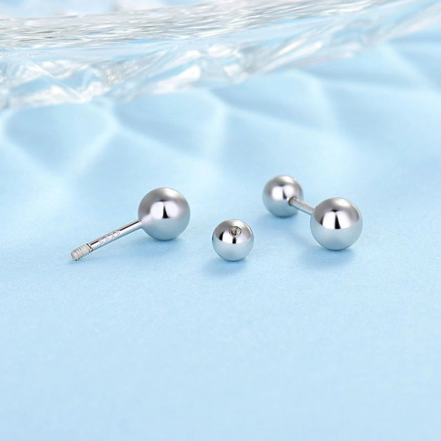 S925 silver anti-lost earrings love four-leaf clover round earrings stainless steel screw to prevent falling off without picking ear holes