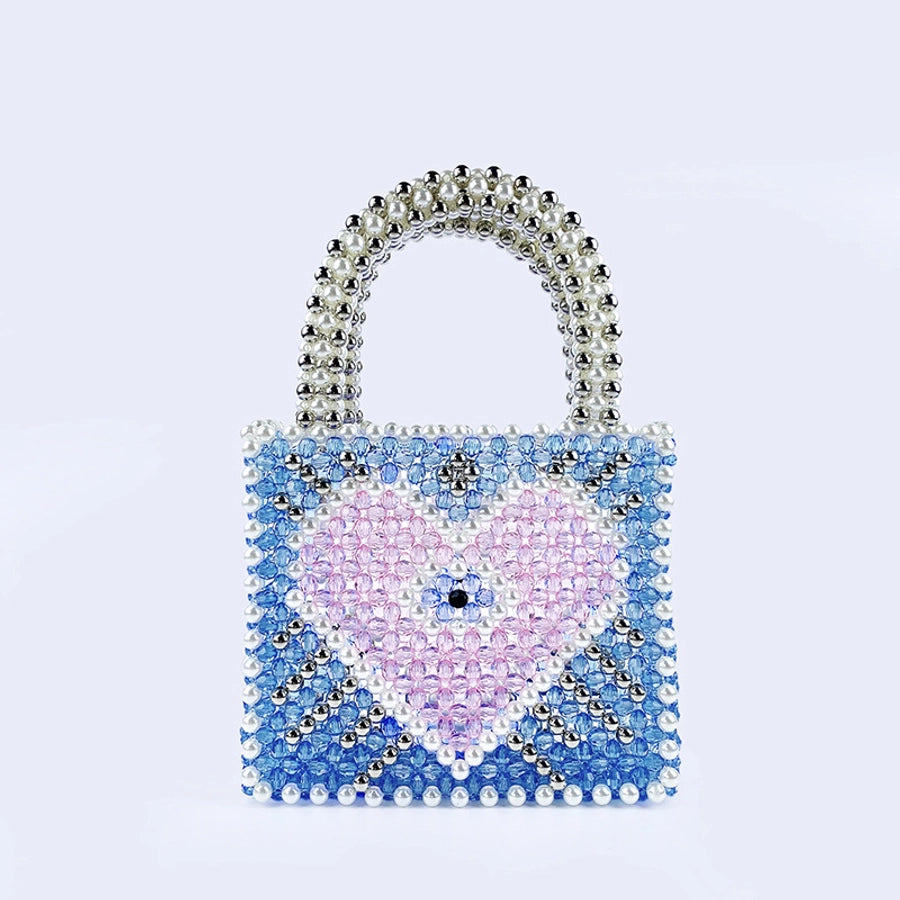 Women's Medium Arylic Heart Shape Elegant Streetwear Beading Square Open Square Bag