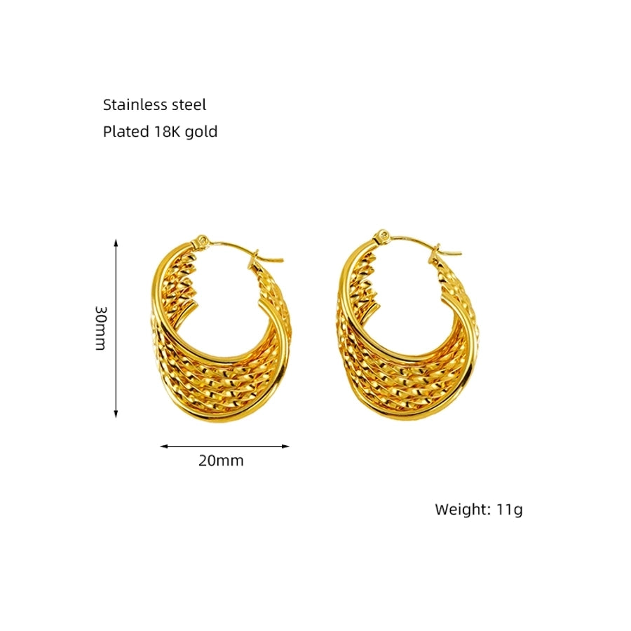 1 Pair Elegant U Shape Stripe Plating Stainless Steel Titanium Steel 18K Gold Plated Hoop Earrings