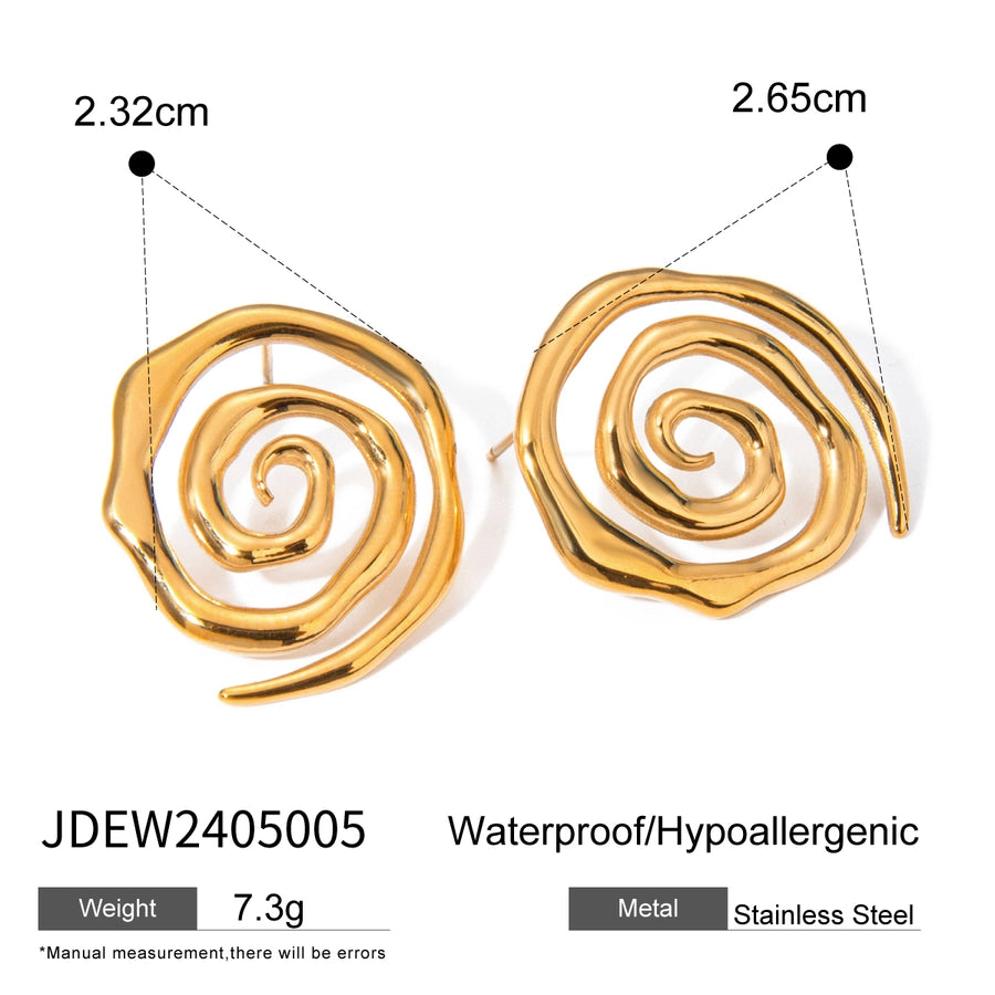 1 Pair Simple Style Classic Style Spiral Plating 304 Stainless Steel 18K Gold Plated Ear Studs