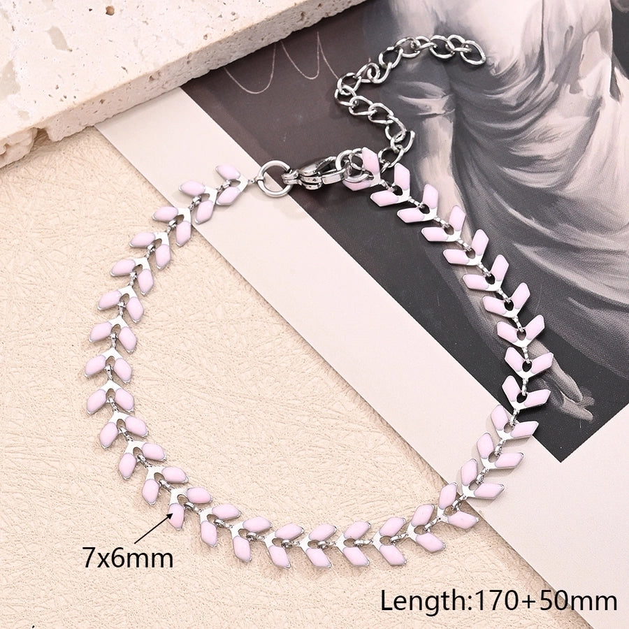 Casual Sweet Classic Style Colorful Leaves 304 Stainless Steel Bracelets In Bulk