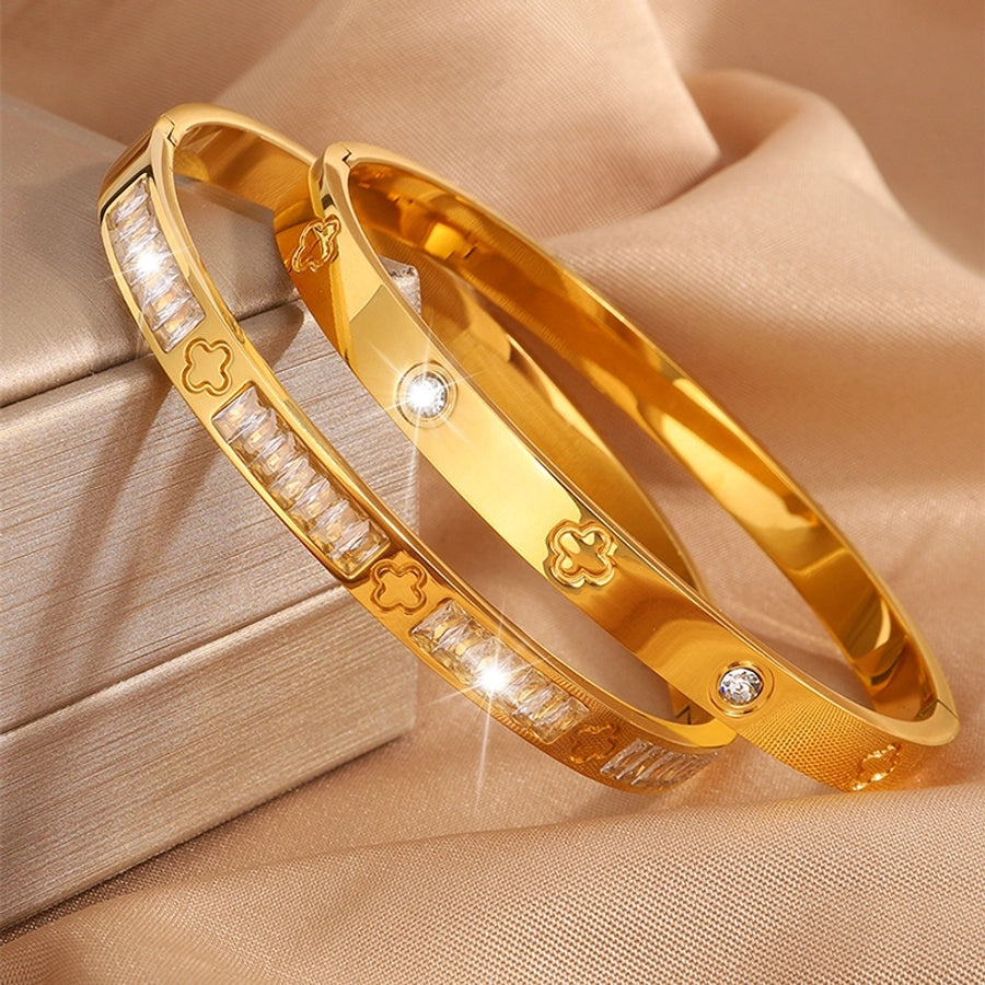 Elegant French Style Classic Style Solid Color 304 Stainless Steel Bangle In Bulk - CEJEW