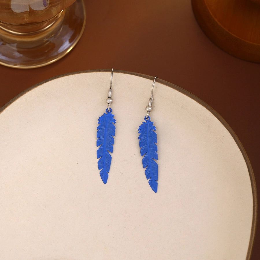 1 Pair Retro Feather Copper Drop Earrings