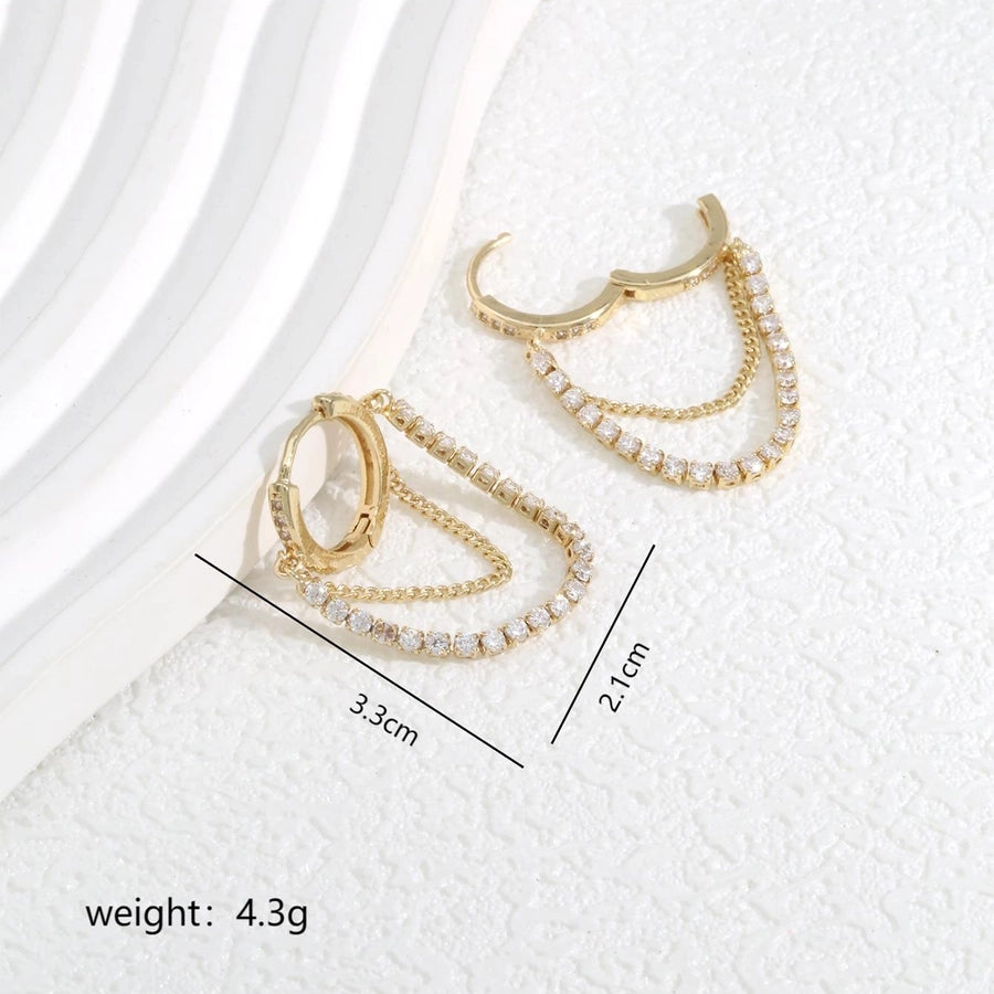 1 Pair Elegant Romantic Shiny Circle Plating Inlay Copper Zircon K Gold Plated Earrings