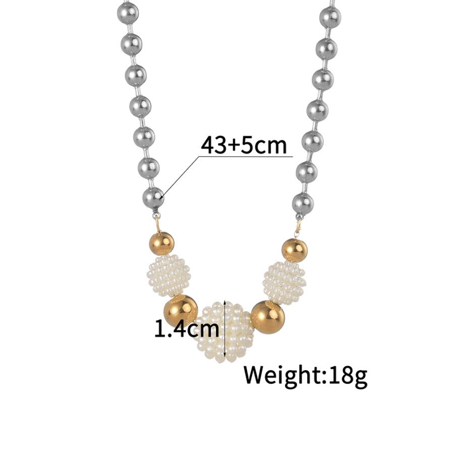 Jewelry Simple Style Classic Style Geometric 304 Stainless Steel 18K Gold Plated Beaded Bracelets Necklace