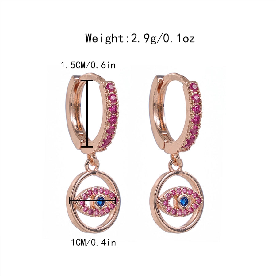 1 Pair Simple Style Artistic Devil'S Eye Plating Inlay 304 Stainless Steel Zircon 14K Gold Plated Rose Gold Plated Drop Earrings - CEJEW