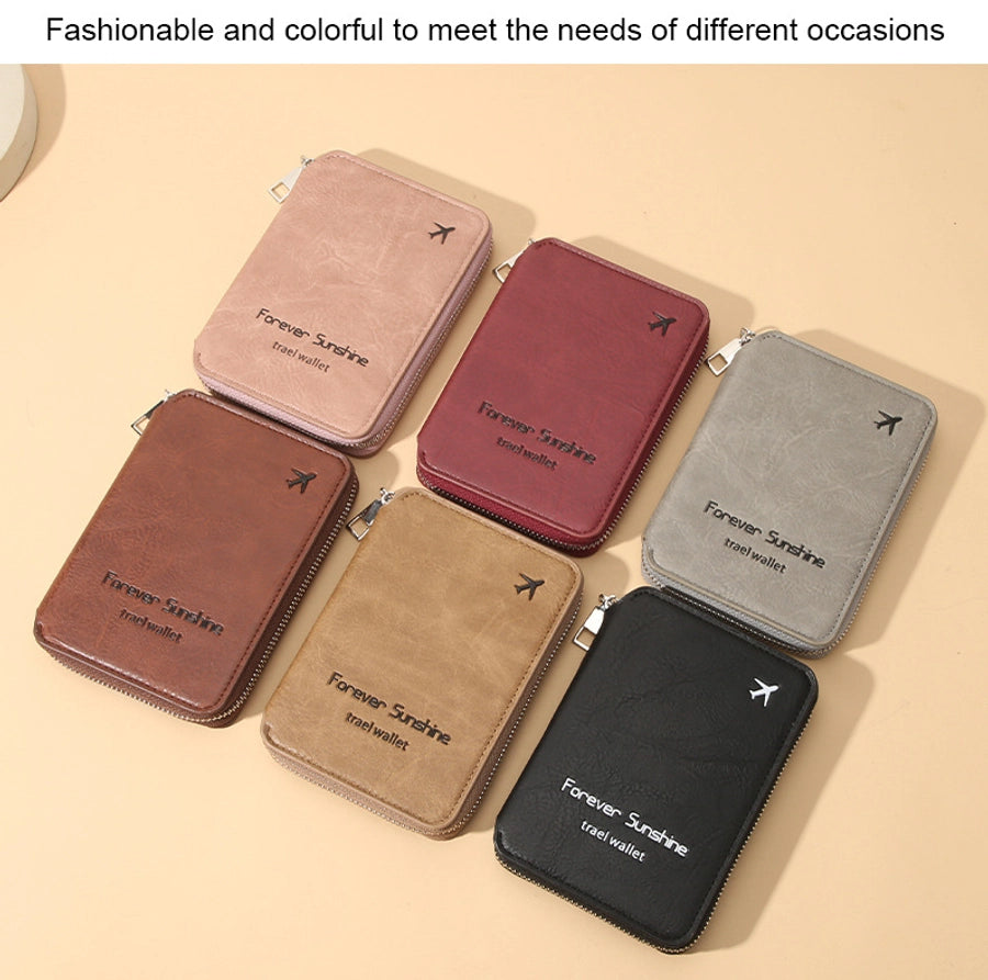 Unisex Solid Color Pu Leather Zipper Card Holders