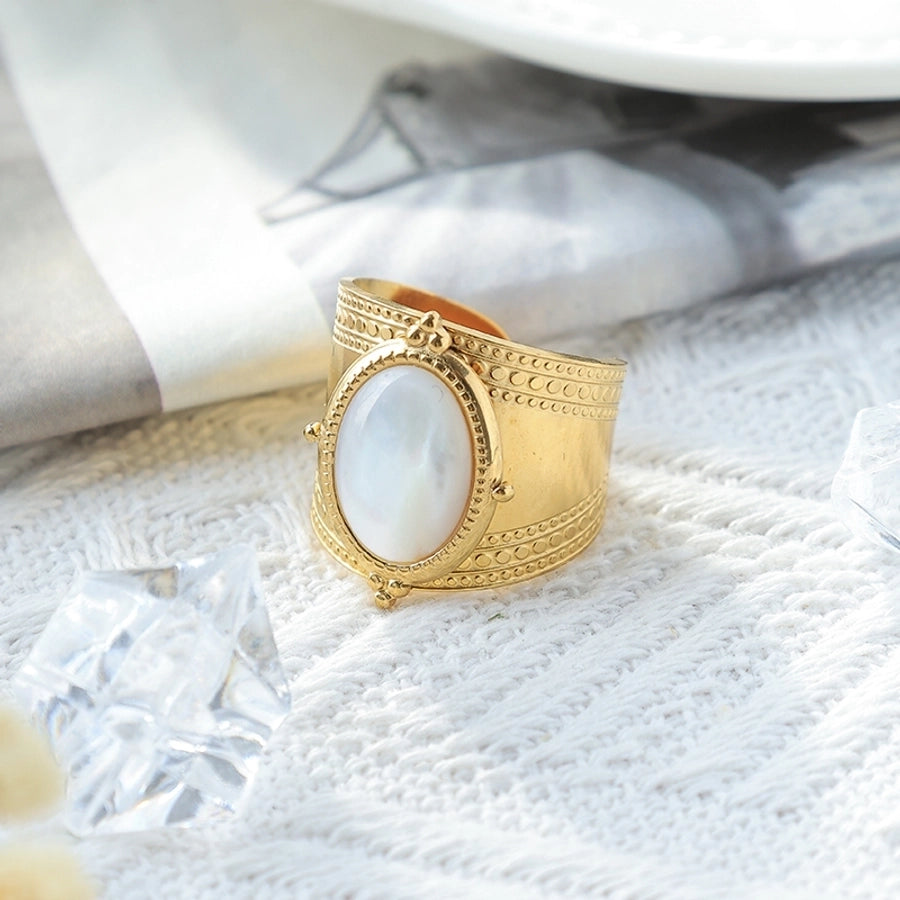 Jewelry Casual Cute Simple Style Geometric 304 Stainless Steel Shell 14K Gold Plated Open Rings