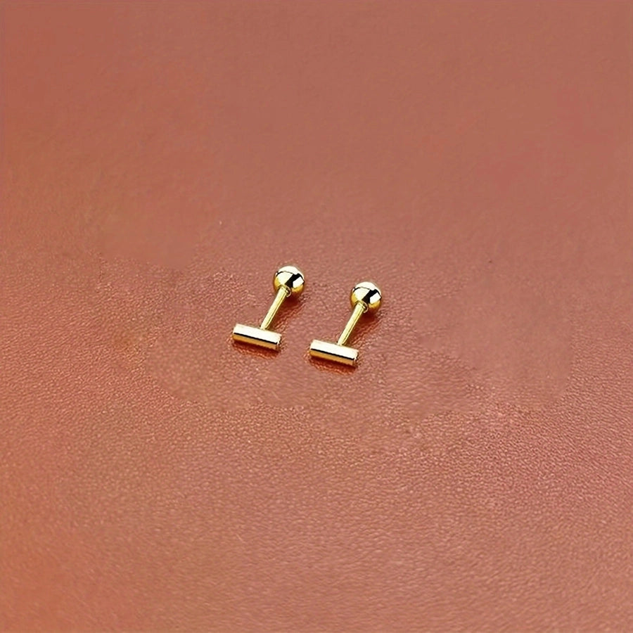 1 Pair Simple Style Solid Color Plating 304 Stainless Steel 18K Gold Plated Ear Studs