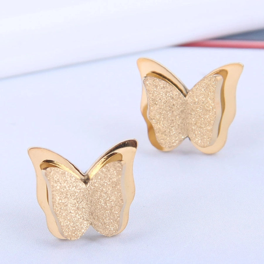 korean fashion butterfly titanium steel stud earrings