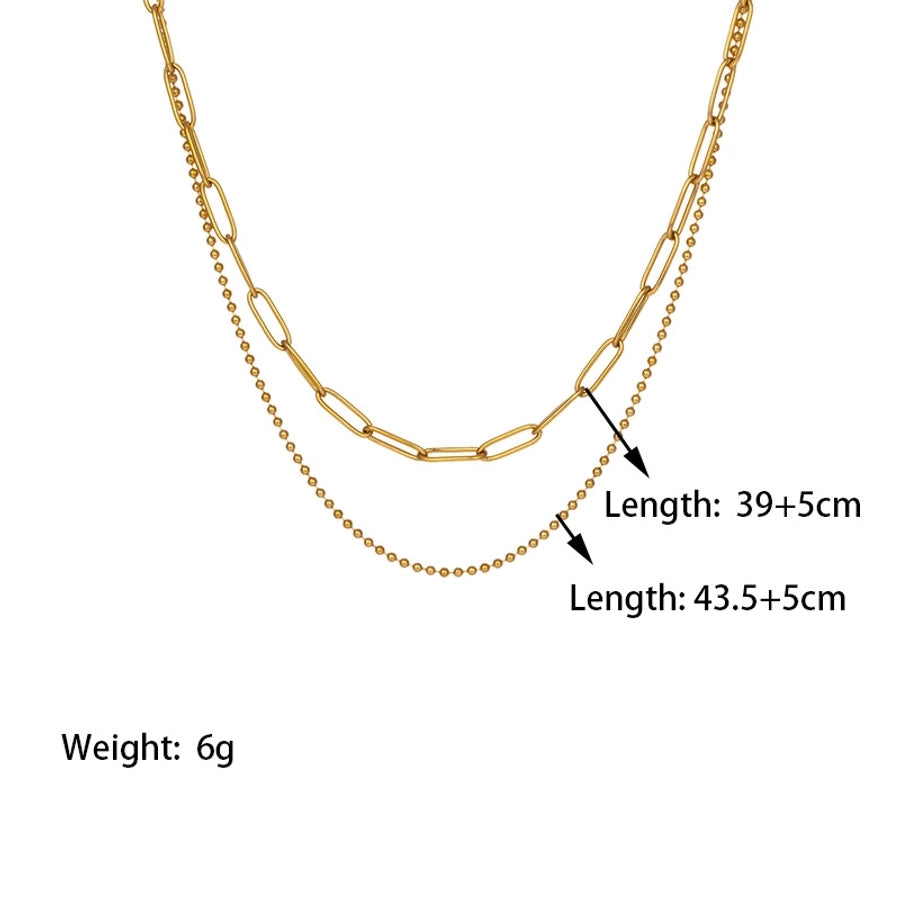 A Cold Style 18K Real Gold Stainless Steel Double-Layer Twin Necklace