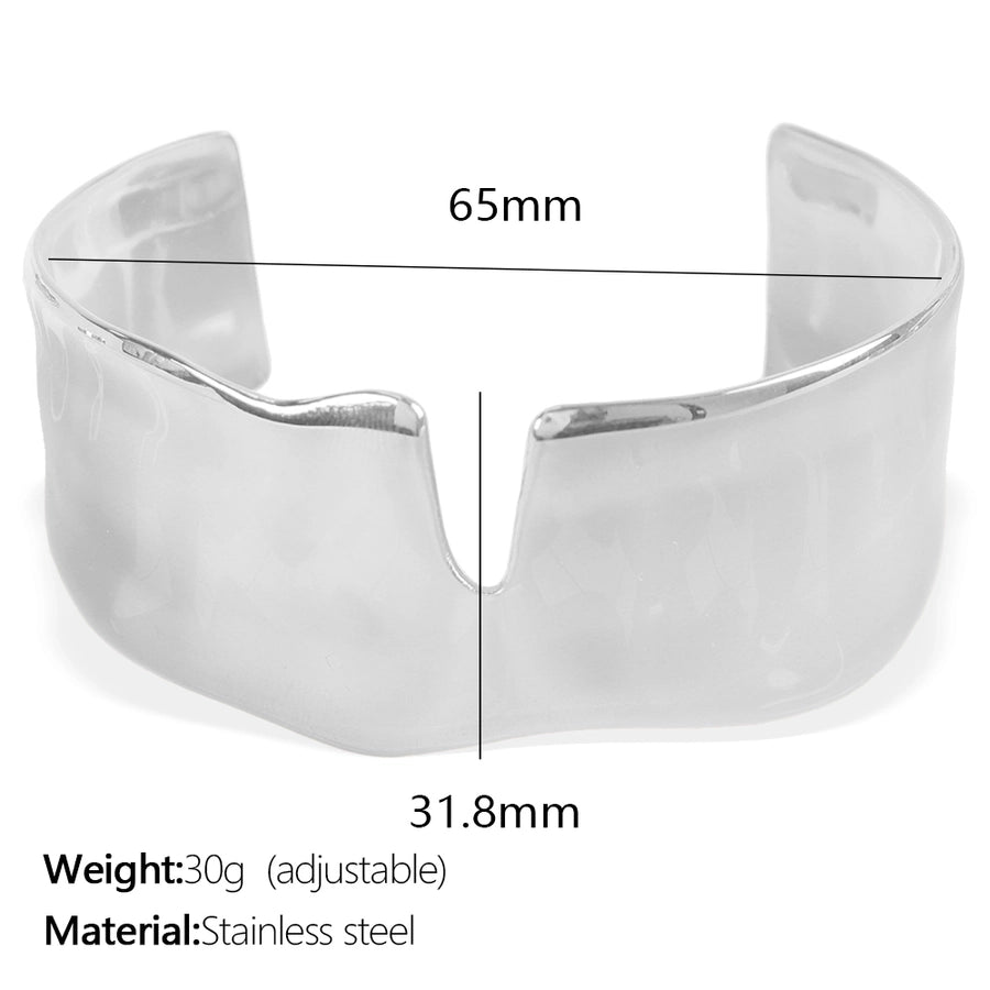 IG Style Exaggerated Irregular Solid Color 304 Stainless Steel 18K Gold Plated Bangle In Bulk