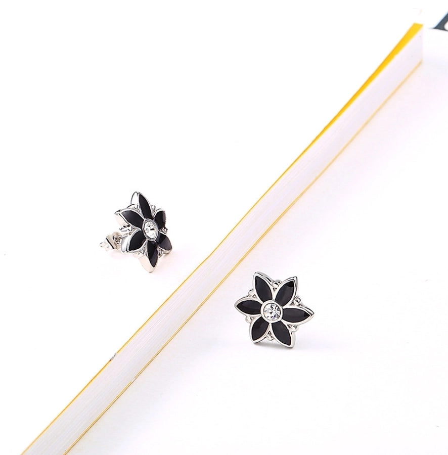 Jewelry Simple Style Classic Style Flower 304 Stainless Steel Rhinestones 18K Gold Plated Inlay Earrings Necklace