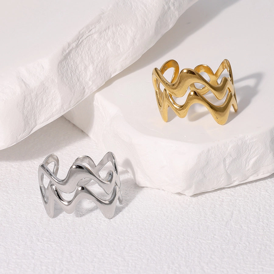 Jewelry IG Style Modern Style Simple Style Geometric Lines 304 Stainless Steel 18K Gold Plated Open Rings