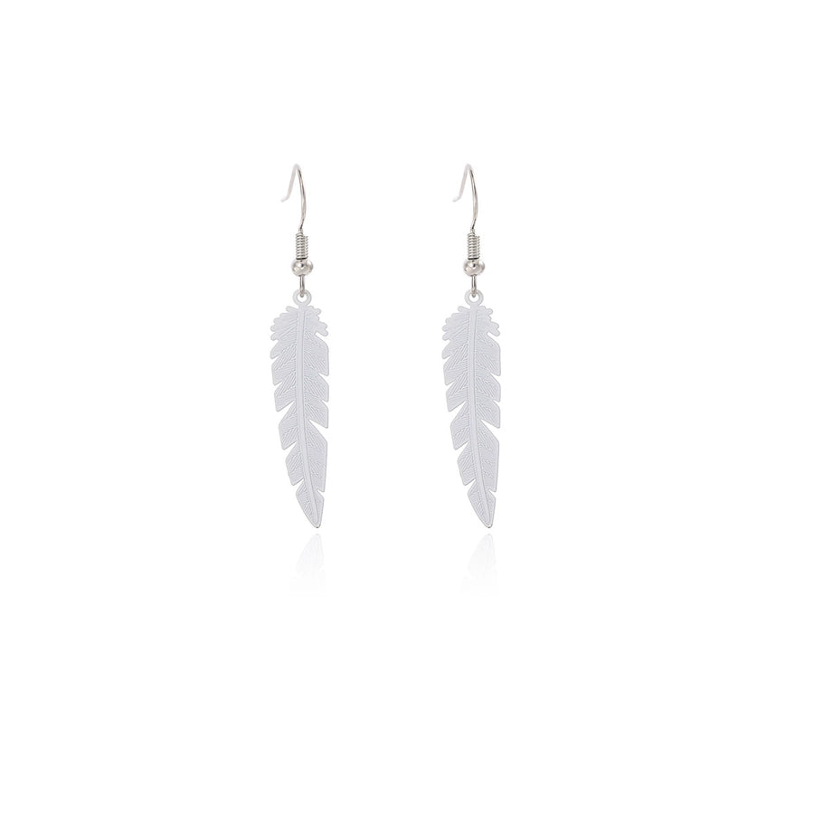 1 Pair Retro Feather Copper Drop Earrings