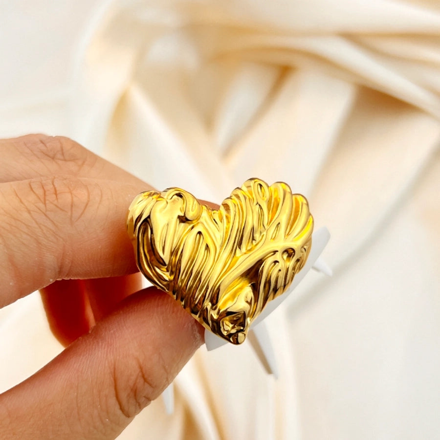 Jewelry Retro Heart Shape 304 Stainless Steel 18K Gold Plated Plating Open Rings