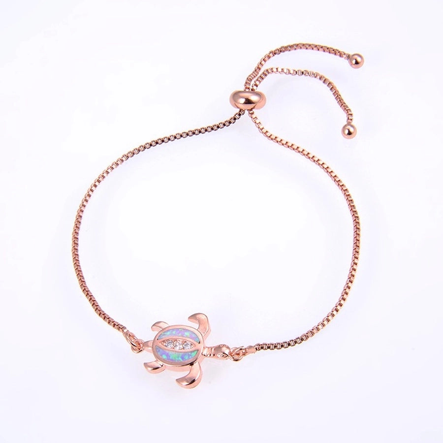 Copper 18K Gold Plated Polishing Plating Inlay Tortoise Opal Zircon Charms Bracelets