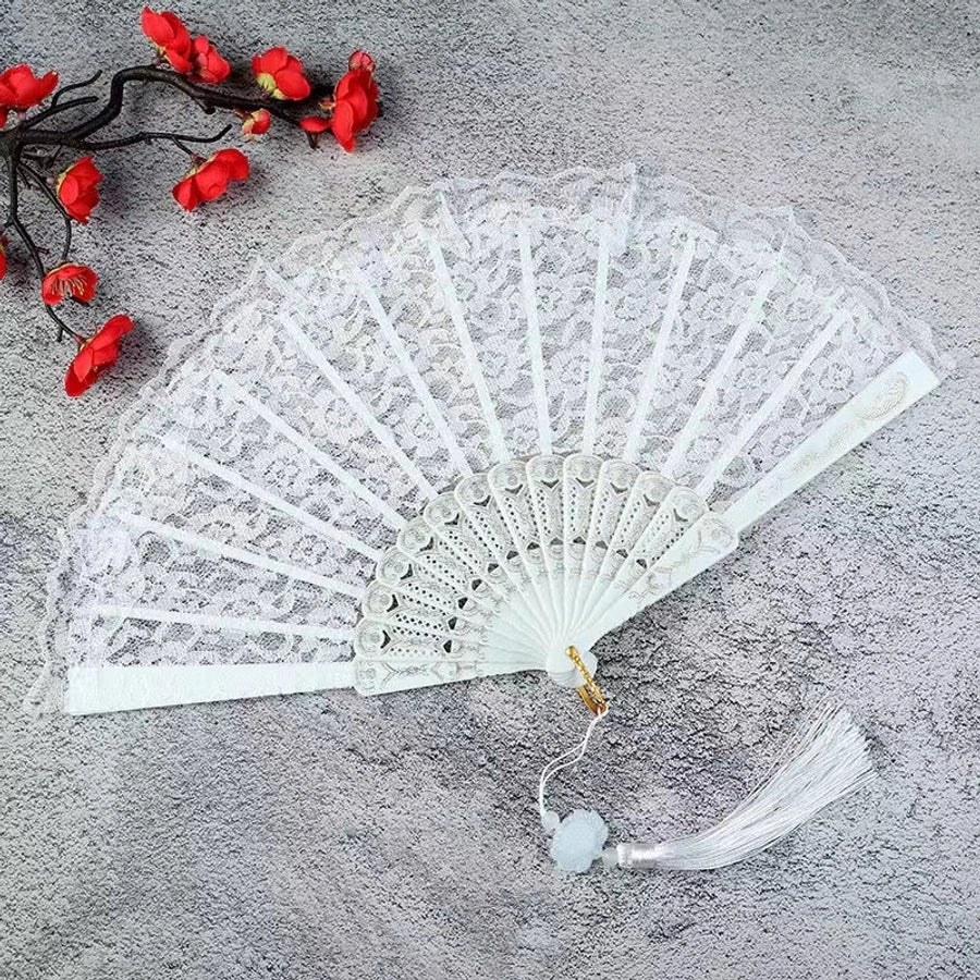 Classic Lolita Lace Fan Cheongsam Show Photo Folding Fan Dark System Lace Home Daily Use