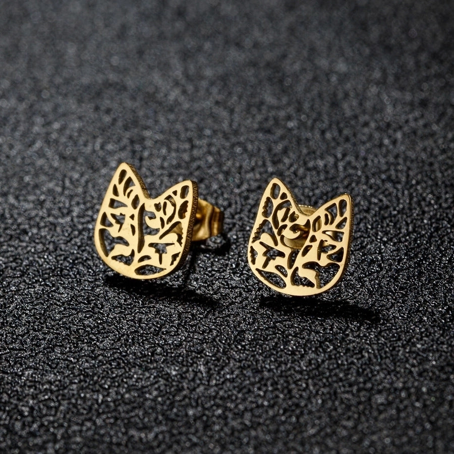 1 Pair Lady Modern Style Sweet Maple Leaf Solid Color Notes Polishing Plating 304 Stainless Steel 18K Gold Plated Ear Studs