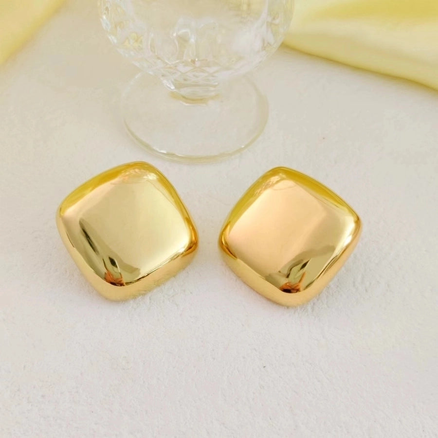 1 Pair Casual Simple Style Square Plating 304 Stainless Steel 18K Gold Plated Ear Studs