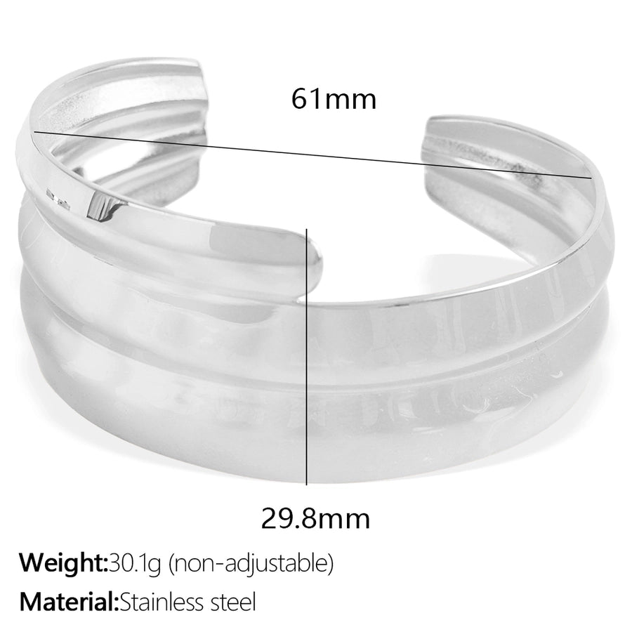 IG Style Exaggerated Irregular Solid Color 304 Stainless Steel 18K Gold Plated Bangle In Bulk