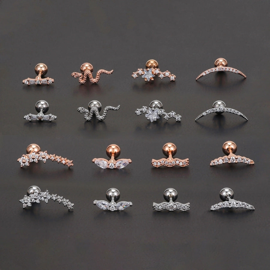 1 Piece Ear Cartilage Rings & Studs Simple Style Solid Color Brass Plating Inlay Zircon Ear Cartilage Rings & Studs