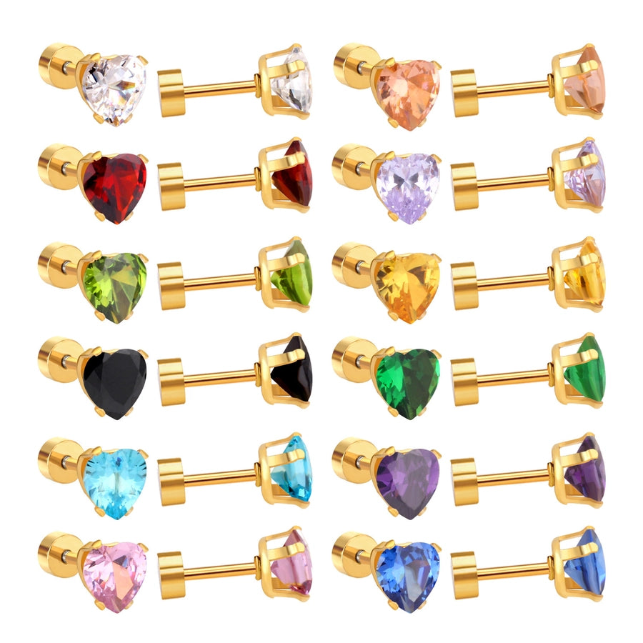 1 Set Casual Elegant Simple Style Geometric Plating 304 Stainless Steel Zircon Ear Studs