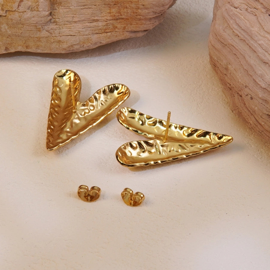 1 Pair Simple Style Classic Style Heart Shape 304 Stainless Steel Imitation Gold  Ear Studs