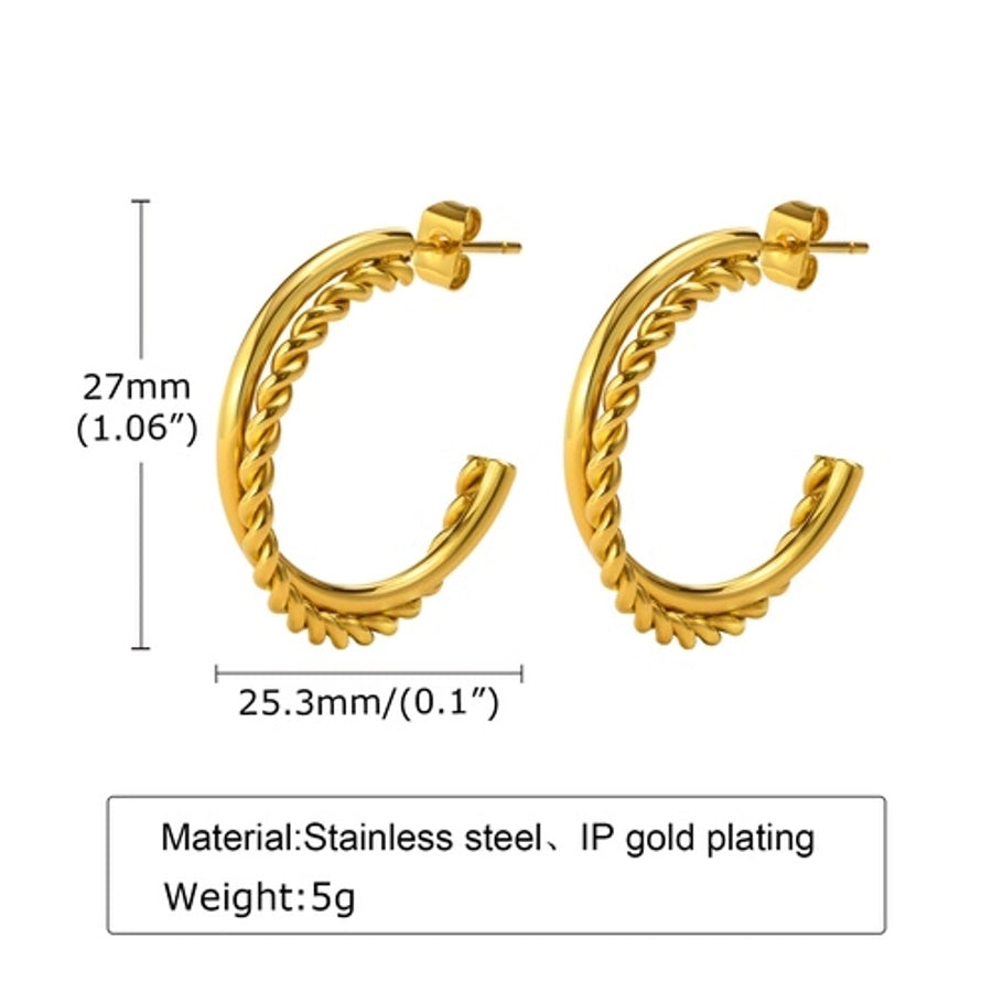 1 Pair Simple Style Solid Color Plating 304 Stainless Steel Gold Plated Earrings