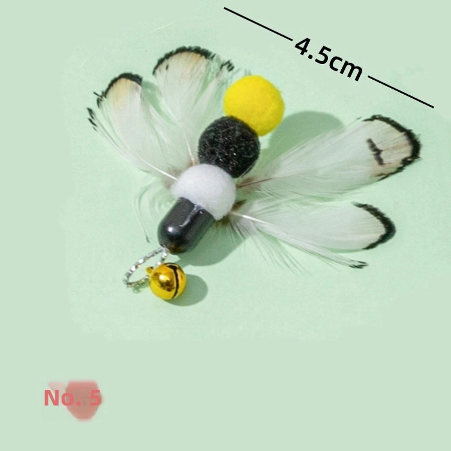 New Cat Toy Replacement Head For Teasing Stick Realistic Insect Design Pet Supplies Small Flying Bugs For Kittens