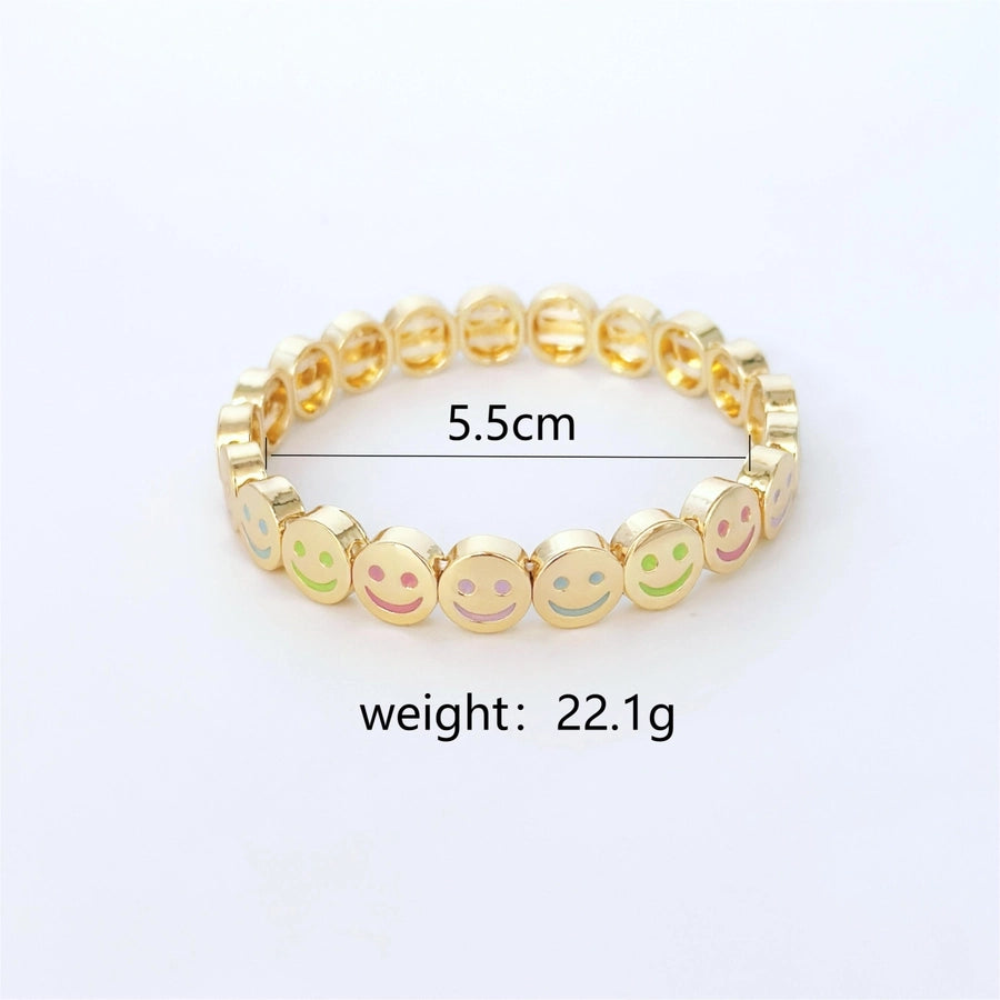 Copper Inlay Smile Face Artificial Diamond Bangle