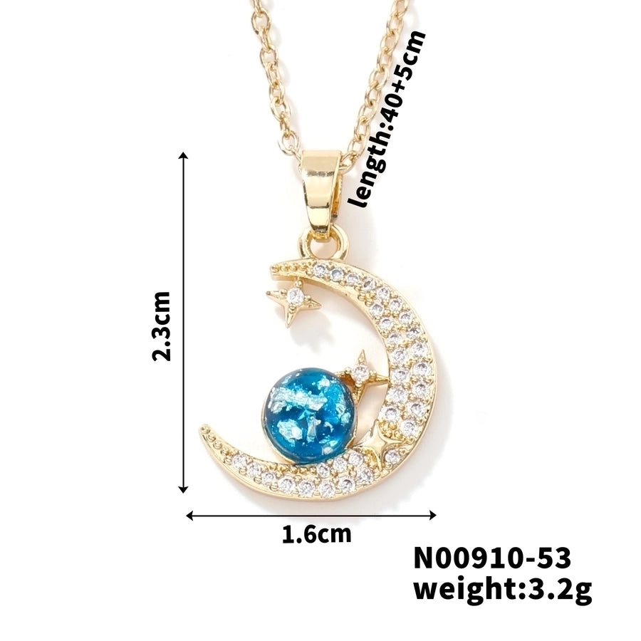 304 Stainless Steel Copper K Gold Plated Rhodium Plated Plating Inlay Starry Sky Solid Color Zircon Pendant Necklace