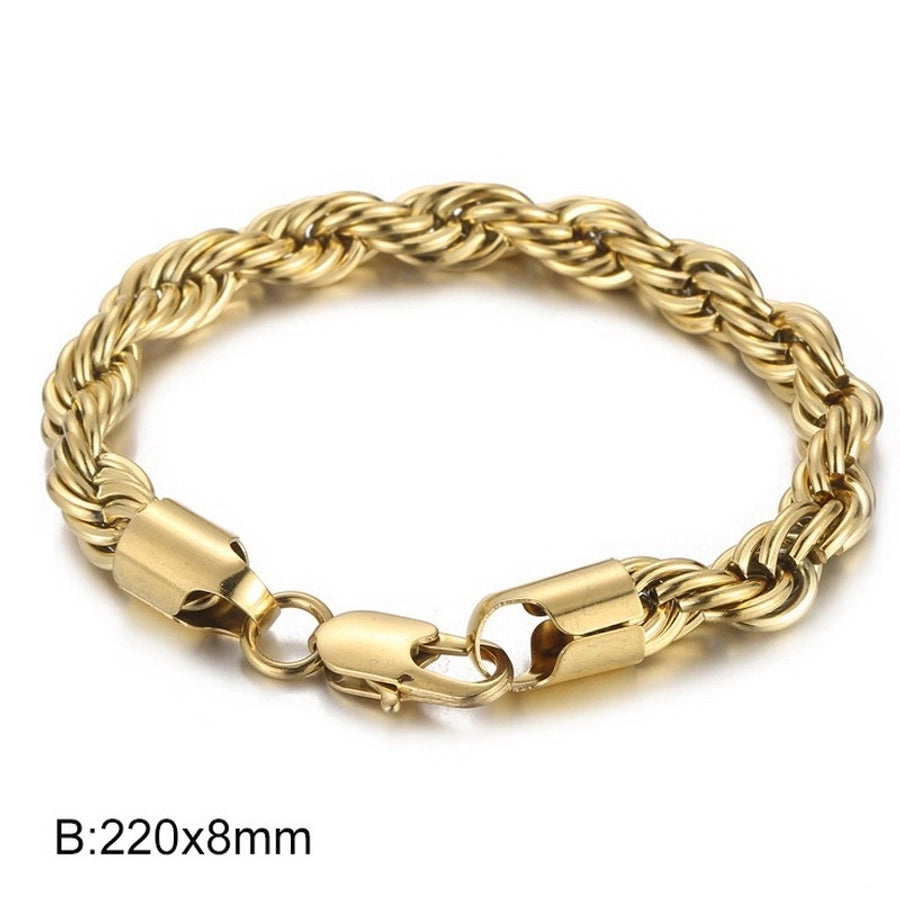 Elegant Simple Style Streetwear Twist 304 Stainless Steel 18K Gold Plated Unisex Bracelets