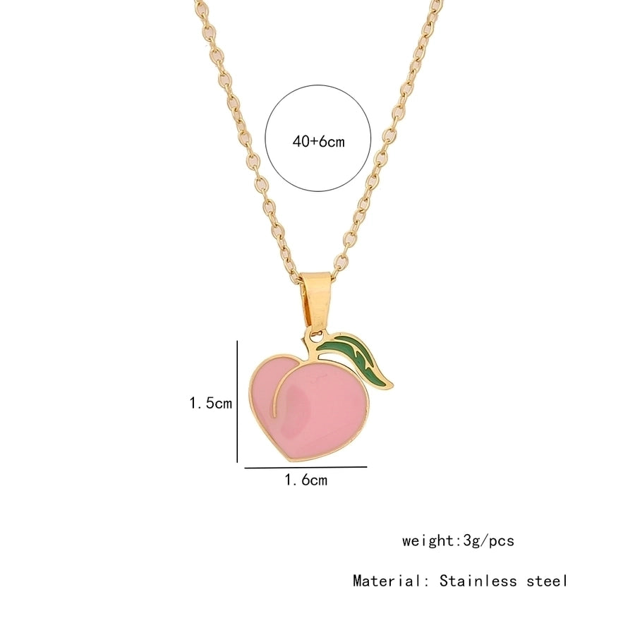 Jewelry Casual Elegant Lady Cherry Strawberry Watermelon 304 Stainless Steel 18K Gold Plated Pendant Necklace