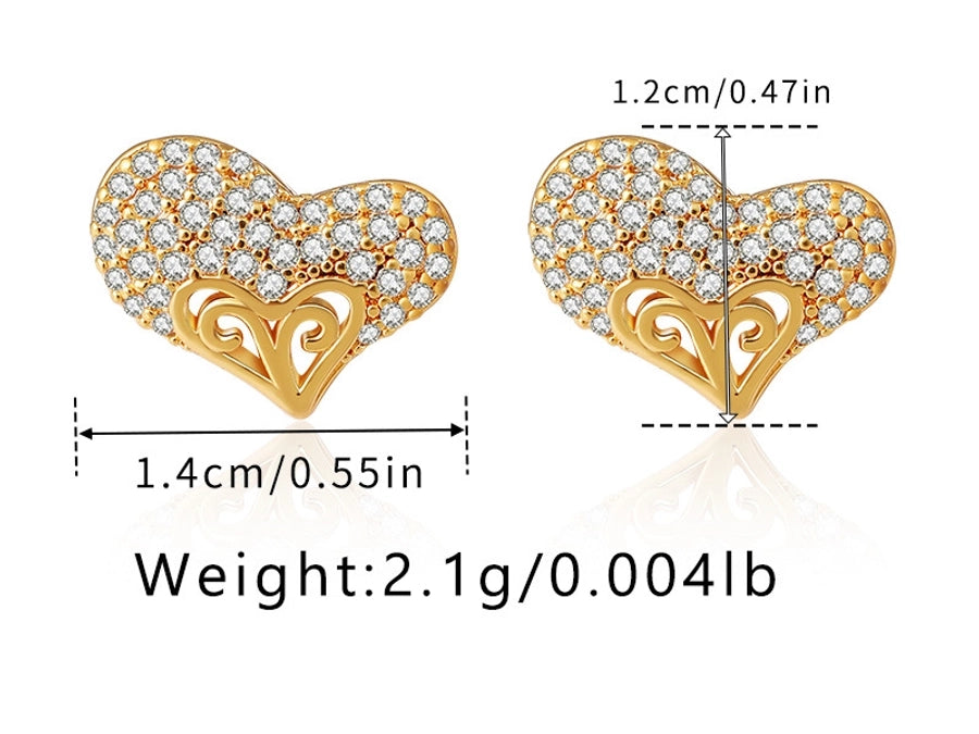 Copper 18K Gold Plated Inlay Cactus Star Heart Shape Zircon Earrings Necklace