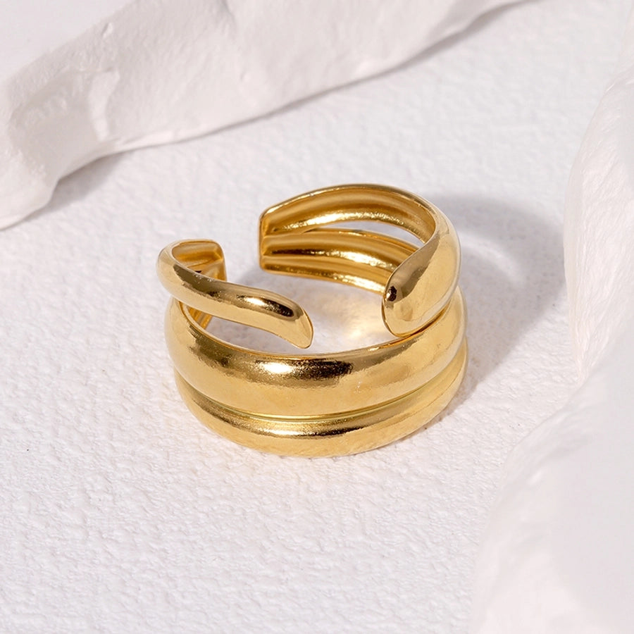 Jewelry IG Style Modern Style Simple Style Lines 304 Stainless Steel 18K Gold Plated Open Rings