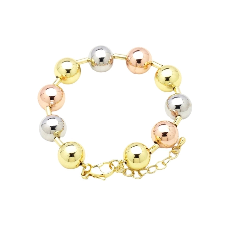 Copper 18K Gold Plated Beaded Plating Round Bracelets