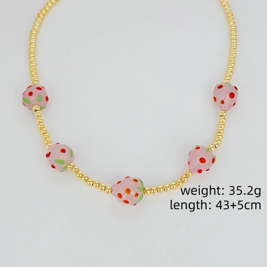 Copper 18K Gold Plated Strawberry Necklace