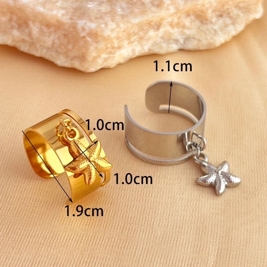 Jewelry Simple Style Classic Style Starfish Solid Color Flower 304 Stainless Steel 18K Gold Plated Plating Charm Rings