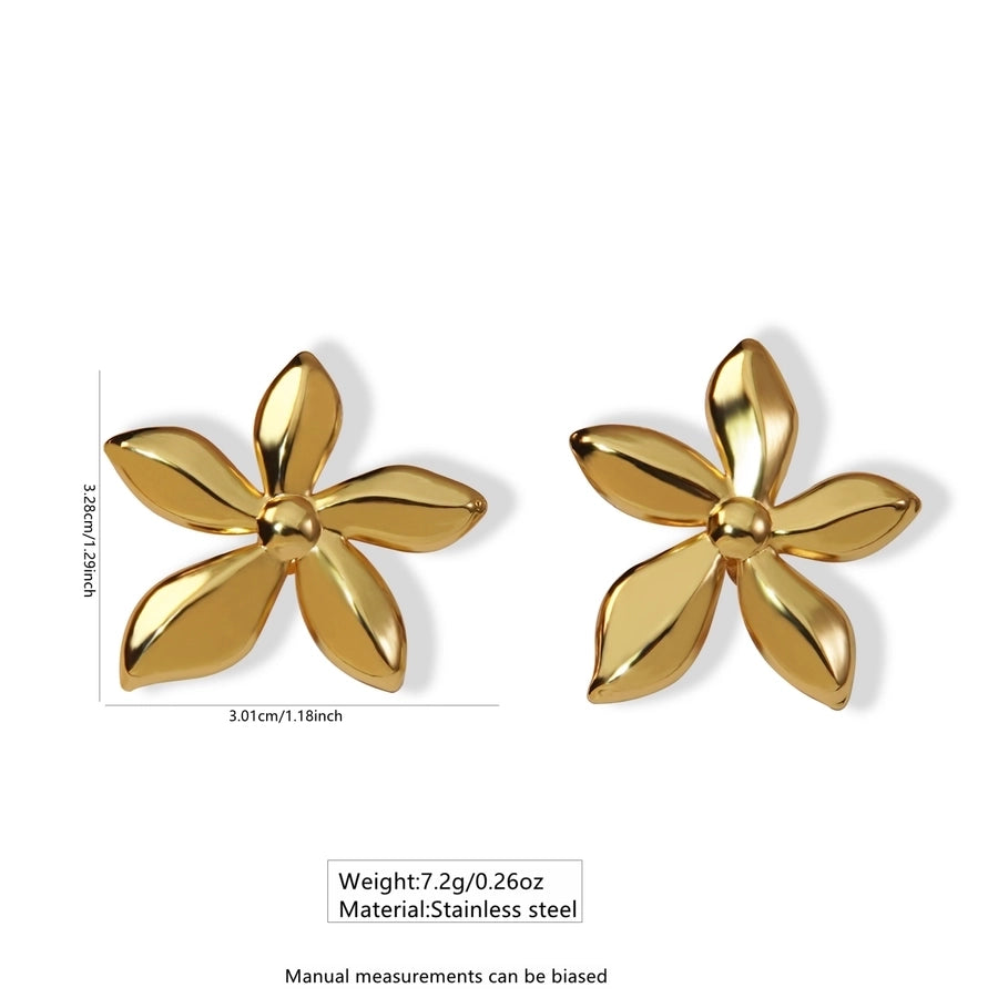 1 Pair Sweet Flower Plating 304 Stainless Steel Imitation Gold  Stainless Steel Earrings