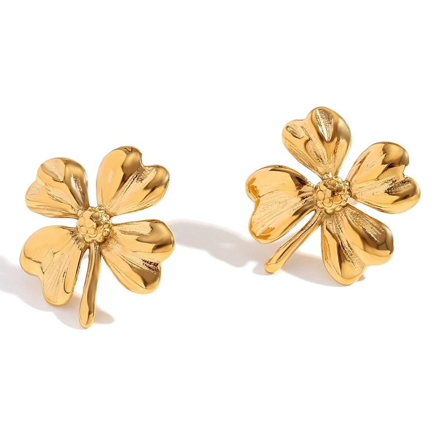 Jewelry Casual IG Style Flower 304 Stainless Steel Titanium Steel 18K Gold Plated Earrings Necklace