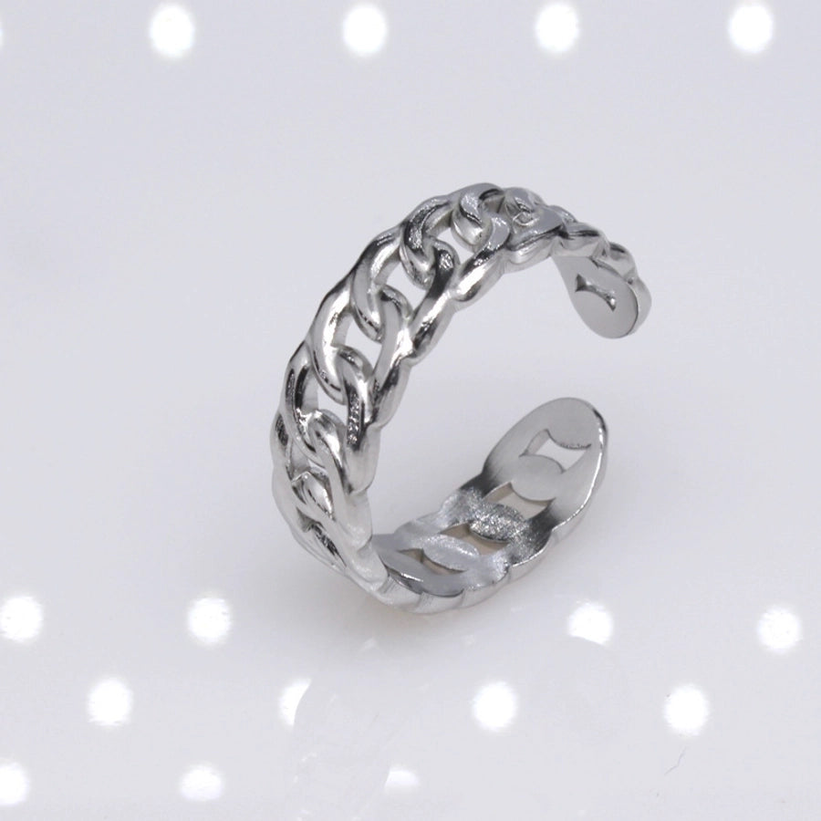 retro leaf heart shape snake titanium steel polishing plating hollow out open ring 1 piece