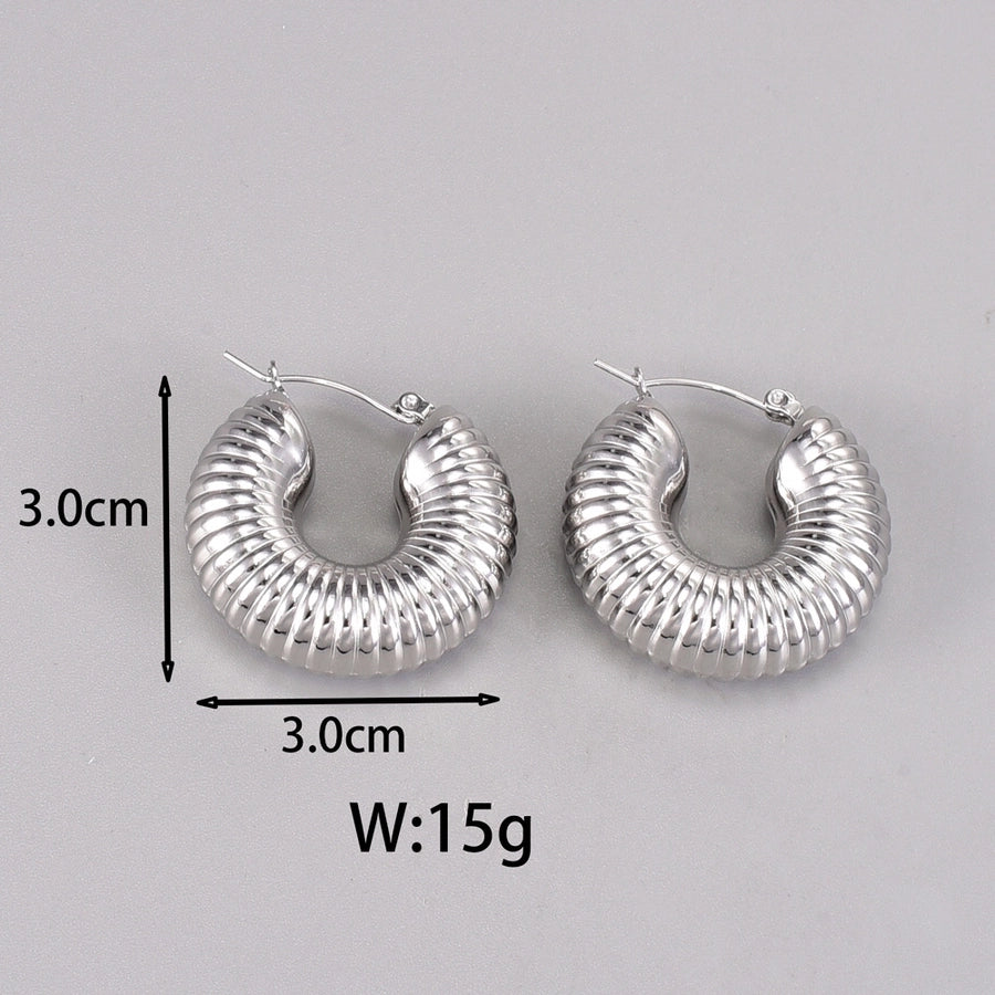 1 Pair Simple Style Classic Style C Shape Plating 304 Stainless Steel Titanium Steel 18K Gold Plated Ear Studs - CEJEW