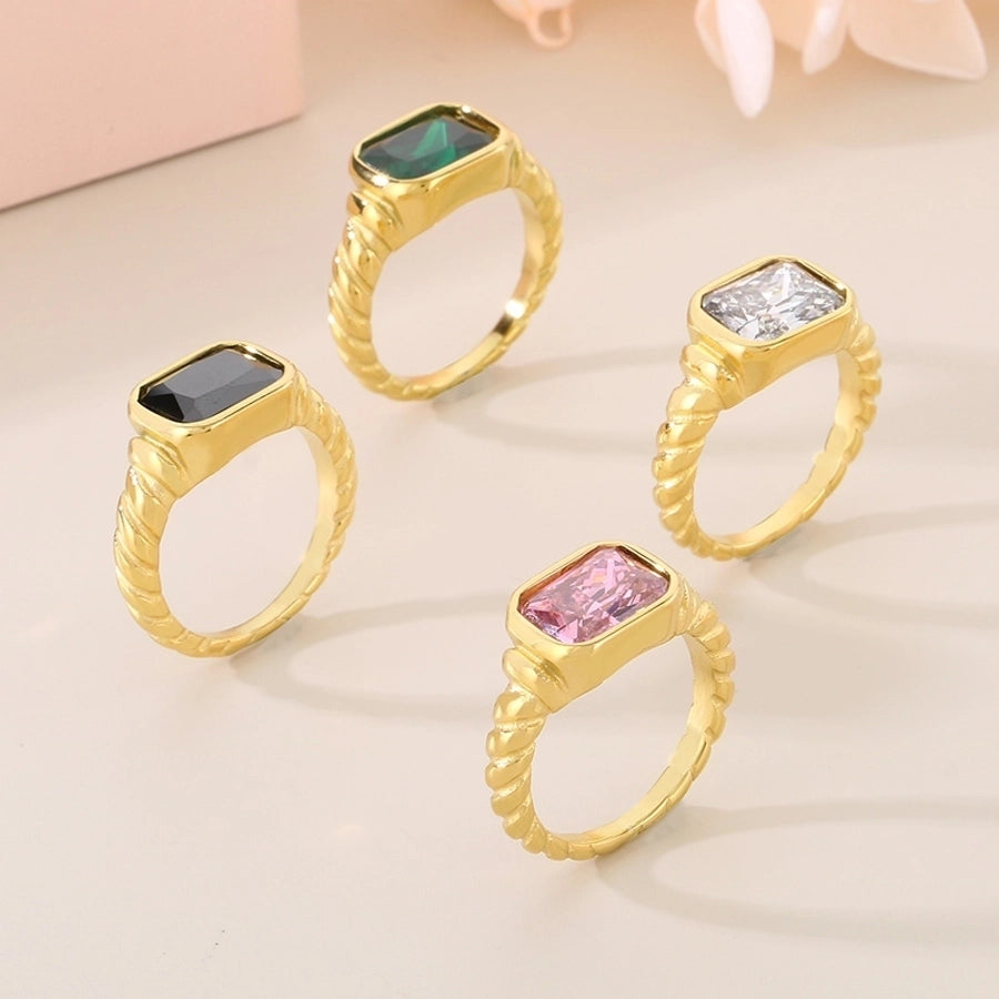 Jewelry Vintage Style Simple Style Commute Square 304 Stainless Steel 18K Gold Plated Rings